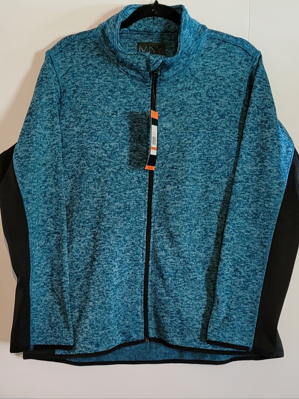 Marc New York Andrew Marc Melange Knit Sweater Jacket Full Zip Heather Teal NWT